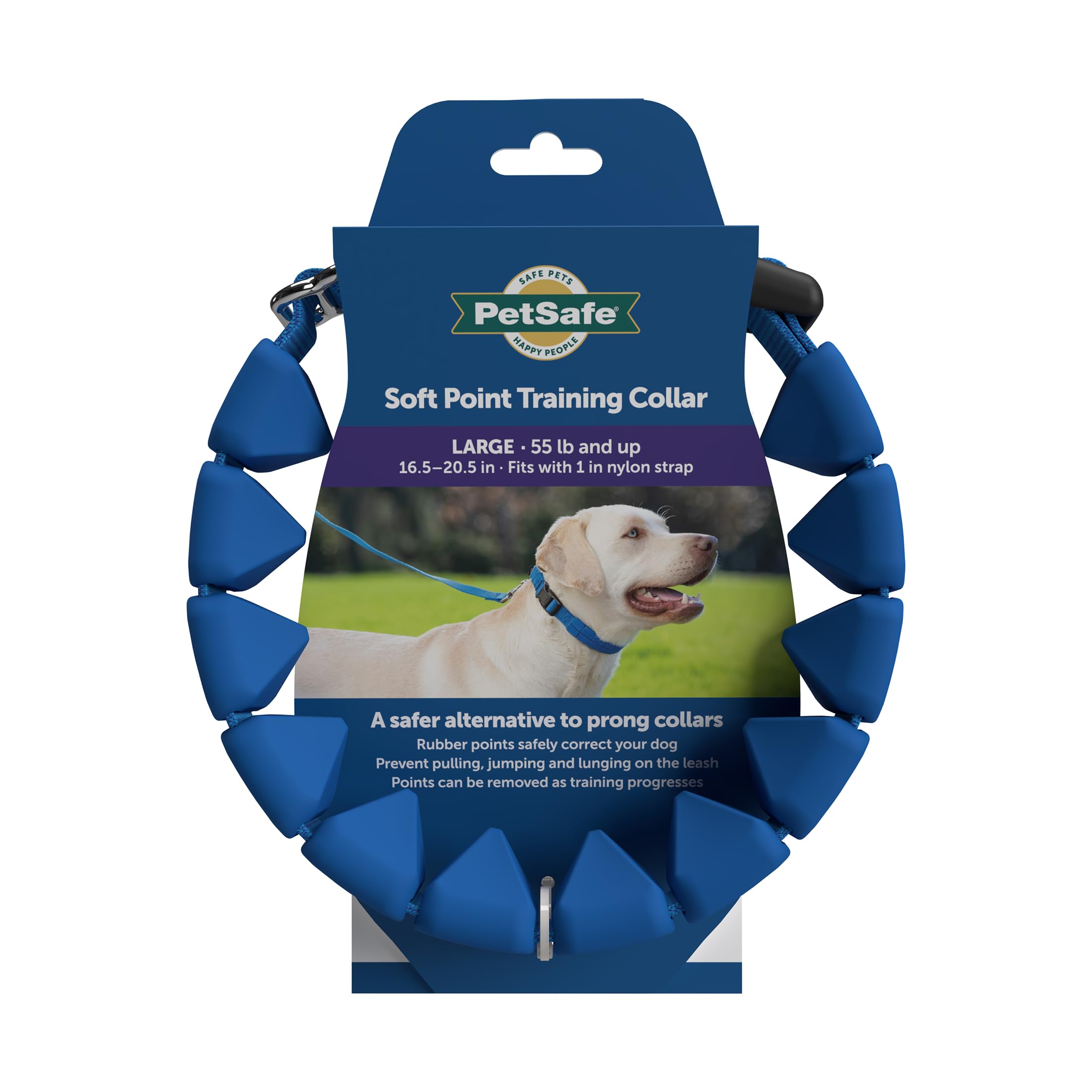 PetSafe Soft Point Training Collar - Comfortable No-Pull Adjustable Quick-Release Collar with Removable Soft Rubber Points - Pain-Free Training for Better Leash Manners - Large - Blue, Soft Point Training Collar, Blue, Large