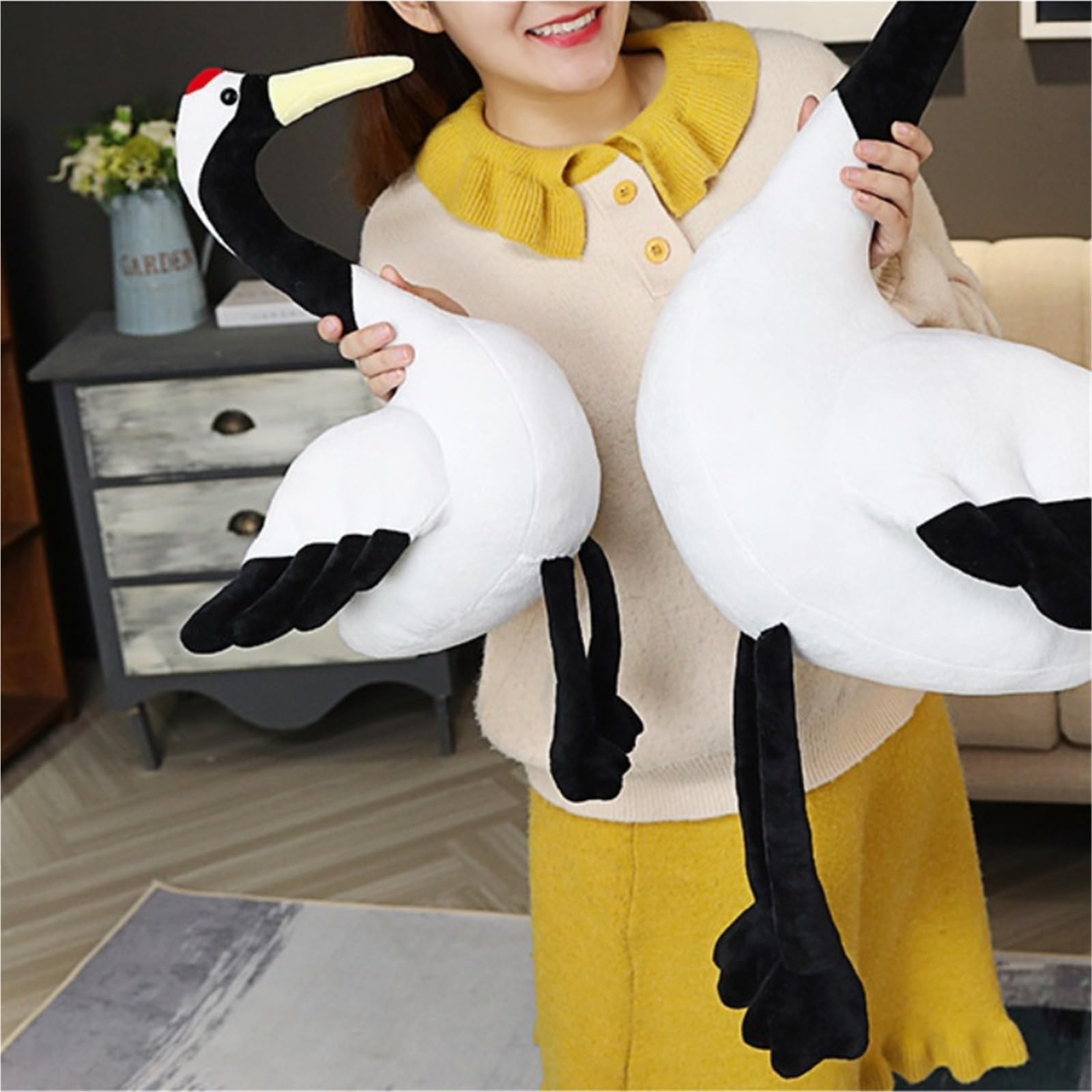 Gru Peluche, Carina Creativa Morbida Simulazione Animale Peluche Bambola Morbida for Decorare Divano(80cm/31.5in)