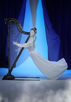 Fun Costumes Celeste the Restless Ghost Harp Animatronic | Halloween Decoration with Light Up Eyes, Moving Head, Sounds and Harp Music
