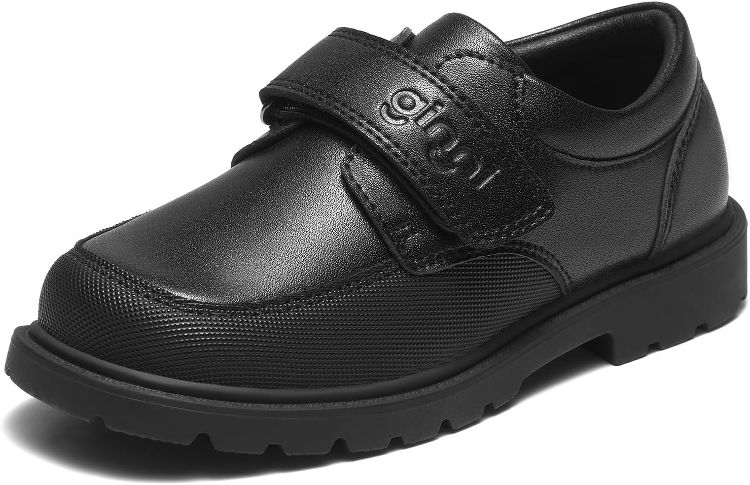 GINNI Boys Dress Shoes Boys Loafers with Adjustable Hook and Loop School Shoes with Anti-Collision Toe Cap Casual Oxford Shoe for Toddler/Little/Big Kid
