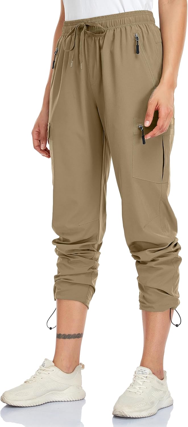 Women's Cargo Hiking Pants Camping Fishing Drift Quick Dry Water Resistant UPF50+ Workout Travel Pants 5 Zip Pockets