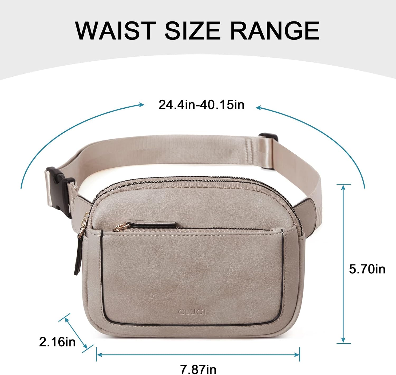 CLUCI Fanny Packs for Women Cross body, Belt Bag for Women, Mini Everywhere Crossbody Waist Bag Adjustable Strap, Vegan Leather Women's Fanny Pack