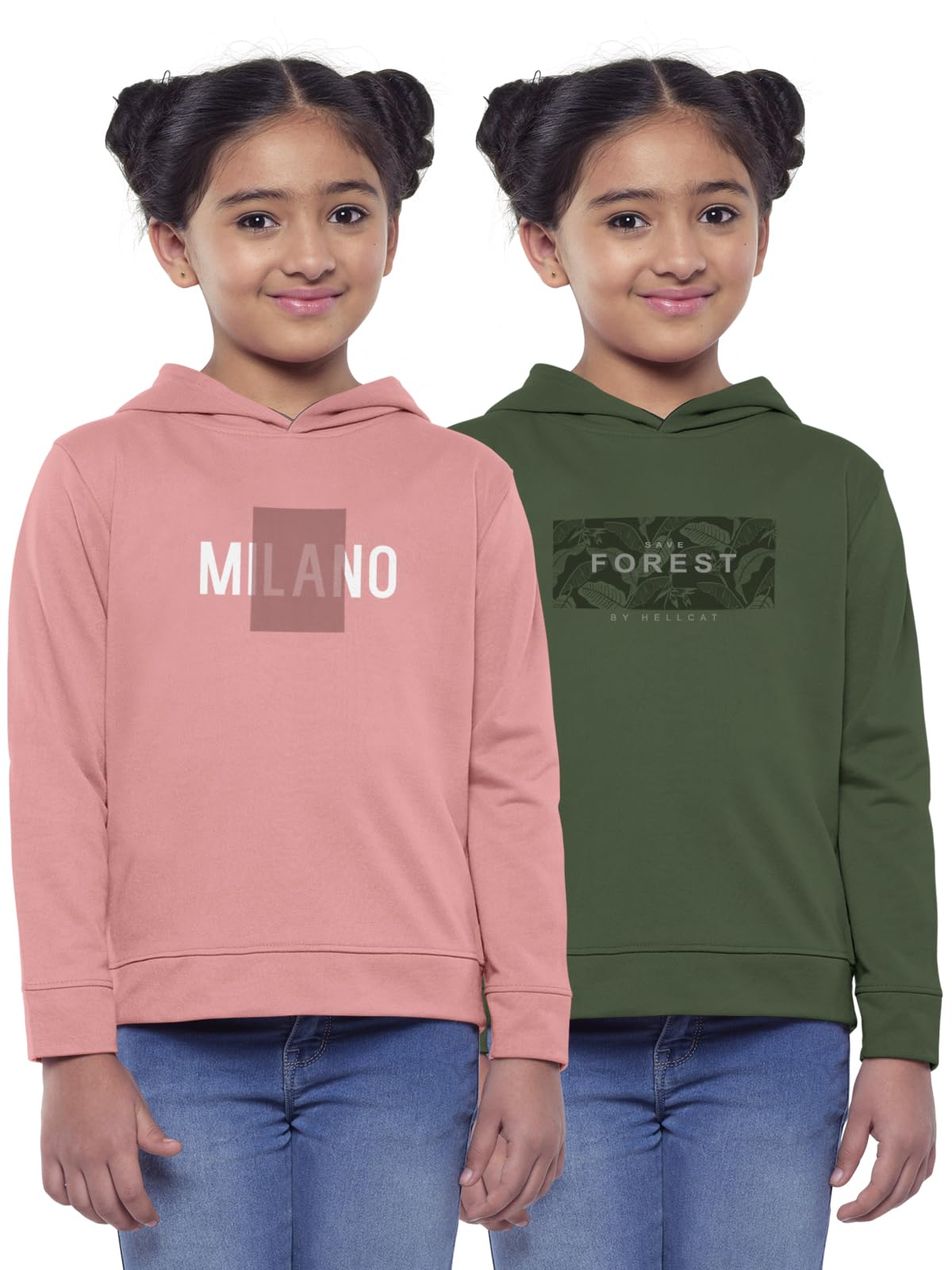 HELLCAT Girls Regular Fit Fulsleeve Hooded Sweatshirt with Rib - Pack of 1
