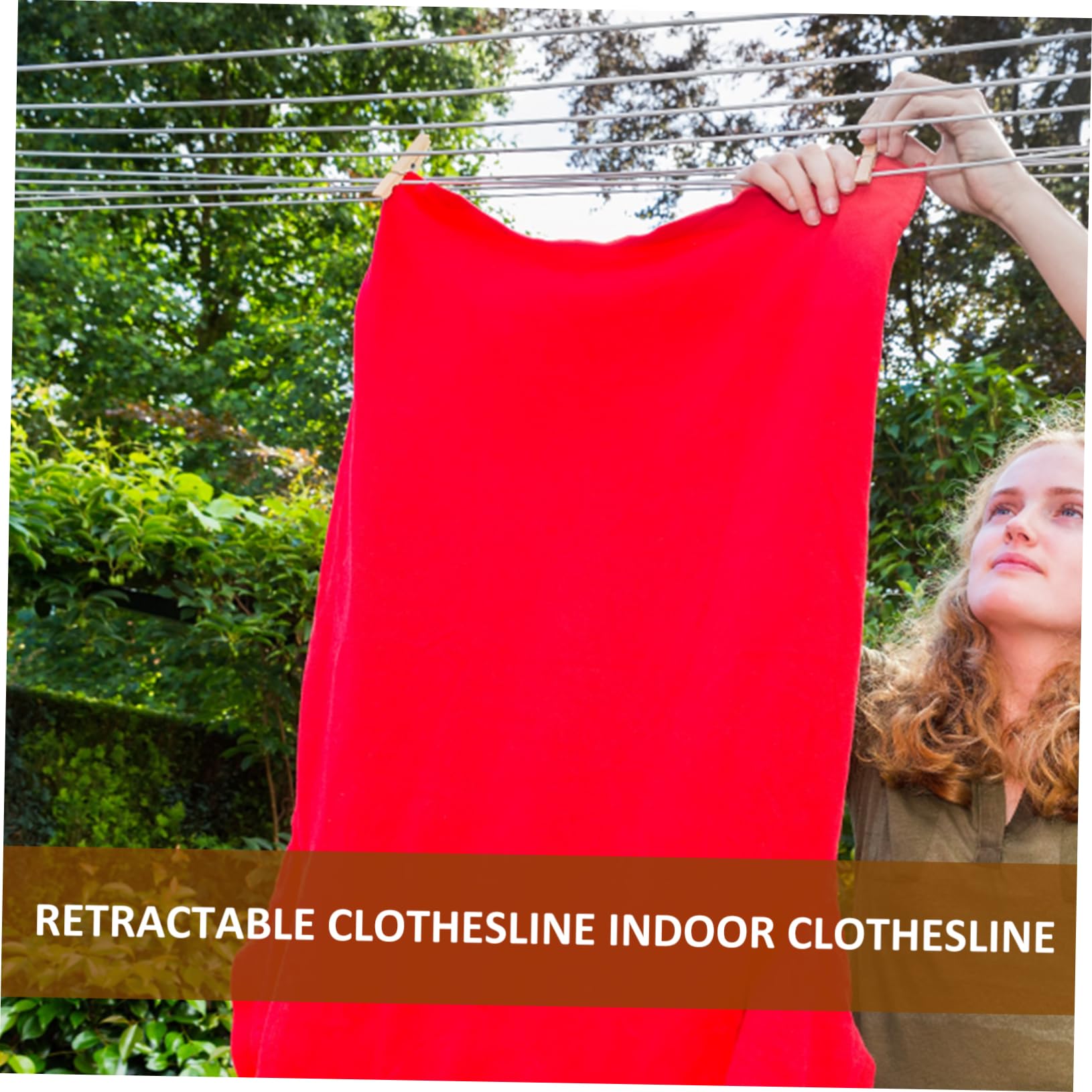 SOLUSTRE Retractable Line Clothesline Portable Laundry Dryer for Indoor and Outdoor Use Space Saving Clothes Drying Rack with Integrated Hooks Random Color Options