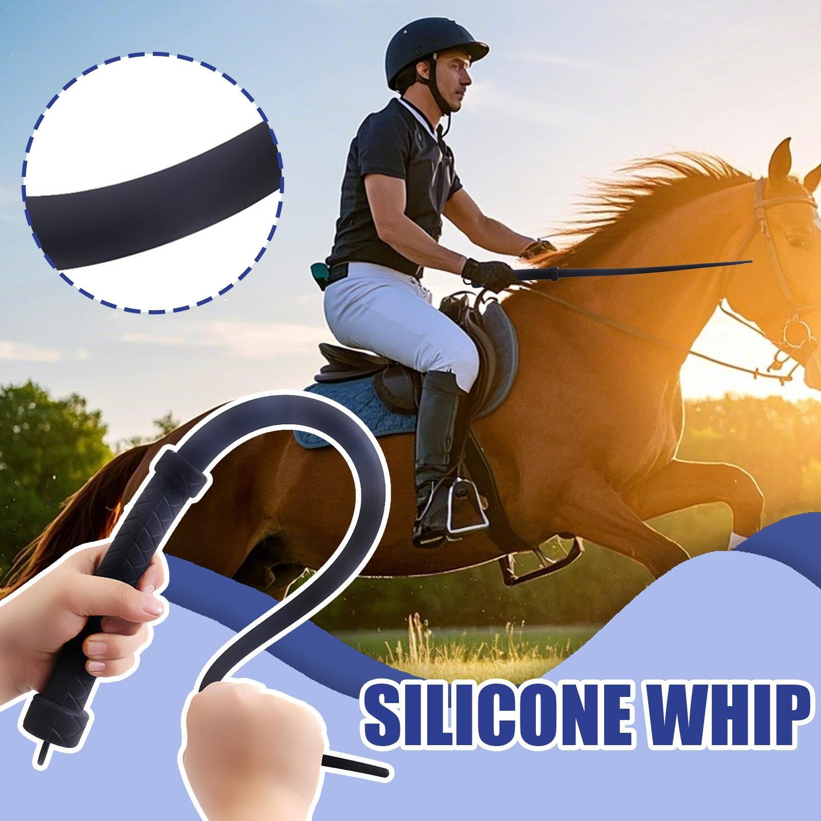 Horse Training Whip, Dog Training Whip, Horse Training Play, Silicone Equestrian Riding Whip, Cosplay Equipment, Training Tool, Soft Racing Accessories with Comfortable Handle for Shows