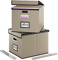 Vista 19 de Caja organizadora de archivos Huolewa con tapa, organizador de carpetas de archivos plegable para almacenamiento de documentos de oficina, caja
