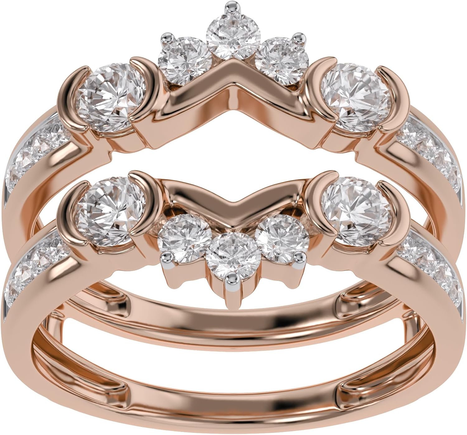 Enhancer Guard Ring for Women 1 CT Round Lab Created Moissanite or Lab Grown Diamond Wedding Band Stacking Ring in 10k / 14K Solid White Gold or 14K Gold Plated Sterling Silver Jewelry for Her