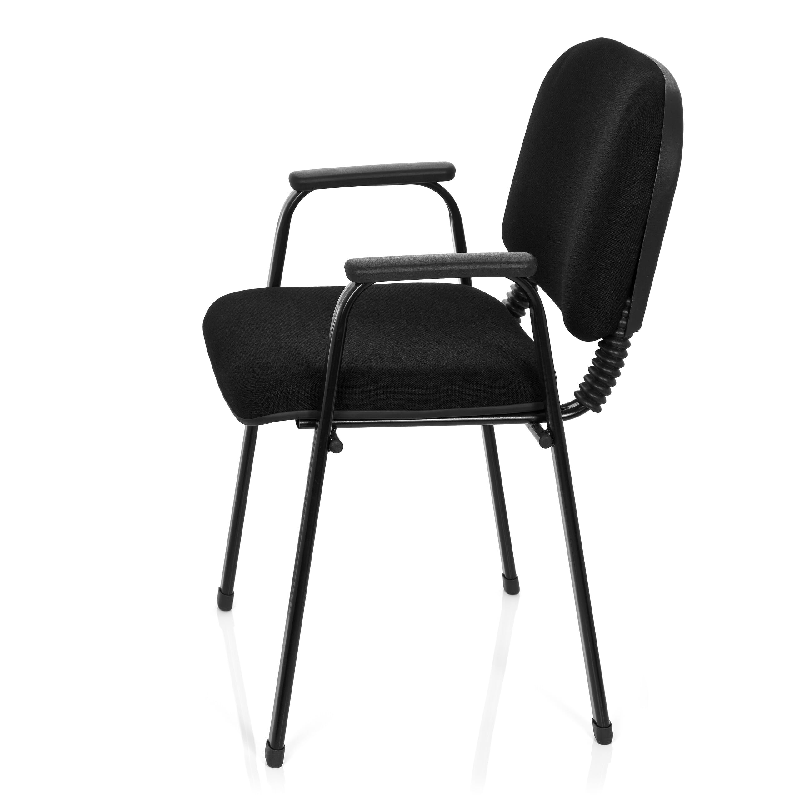 hjh OFFICE 704340 Silla de Visita XT 650 Tela Negro Silla de Conferencia tapizada con reposabrazos, apilable