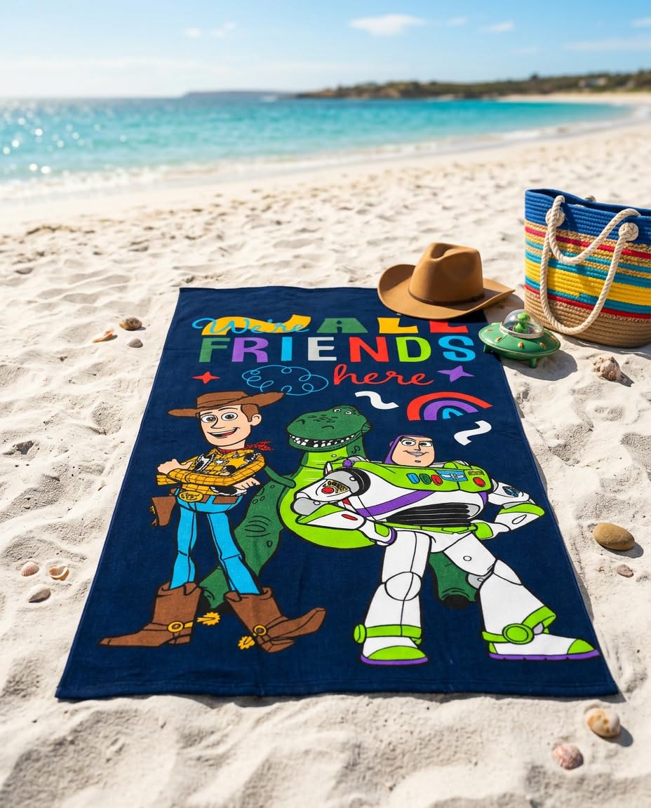 Aymax Blue Toys Story Polyester Beach Towel, Beach Towel 70 X 140 Cm Ultra Absorbent