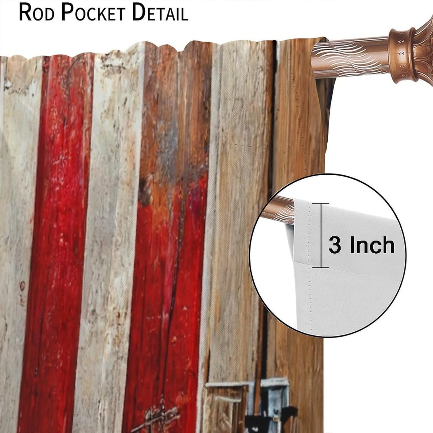 Rustic Old Barn Blackout Curtains, Vintage Retro American Wooden Country Barn Door Farmhouse Western Window Drapes, for Living Room Bedroom 42" W X 45" L