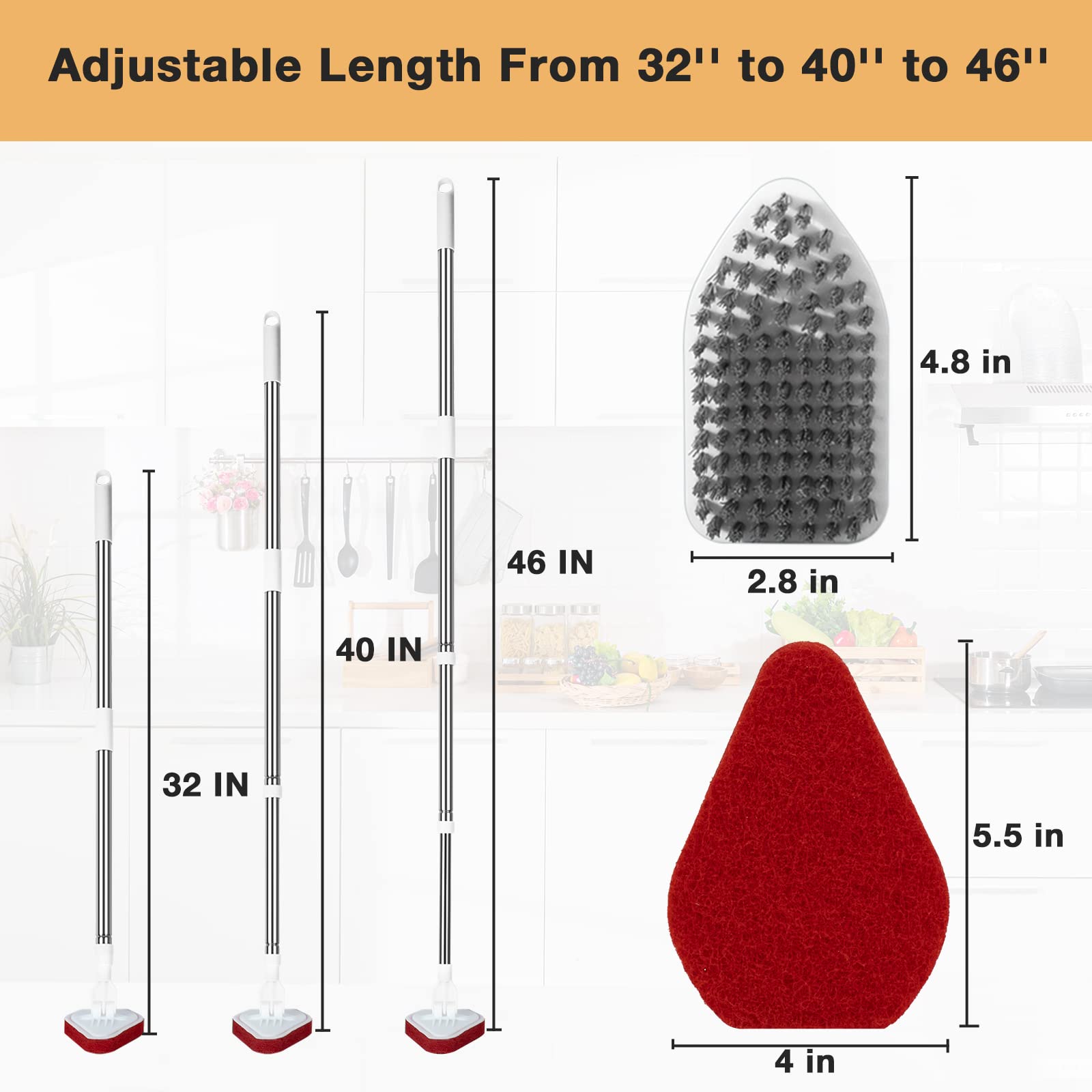 Spazzola Per Pulizia Allungabile 2 In 1 - Testa Regolabile Per Piastrelle L 810764 Spazzola Per Pulizia Allungabile 2 In 1 - Testa Regolabile Per Piastrelle L 810764