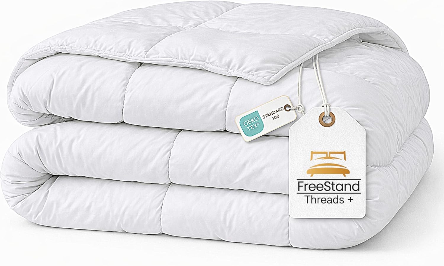 Threads+ King Comforter, 102"x90", 250 GSM Fill, Ultra-Soft Lightweight, Plush, All-Season Bedding, Box-Stitched, Wrinkle-Resistant (1 Pack, White) Brand: Threads Plus