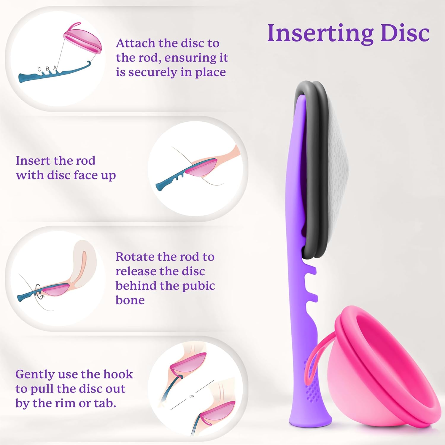 Ecoblossom Menstrual Cup Applicator, Menstrual Disc, Period Cup Applicator