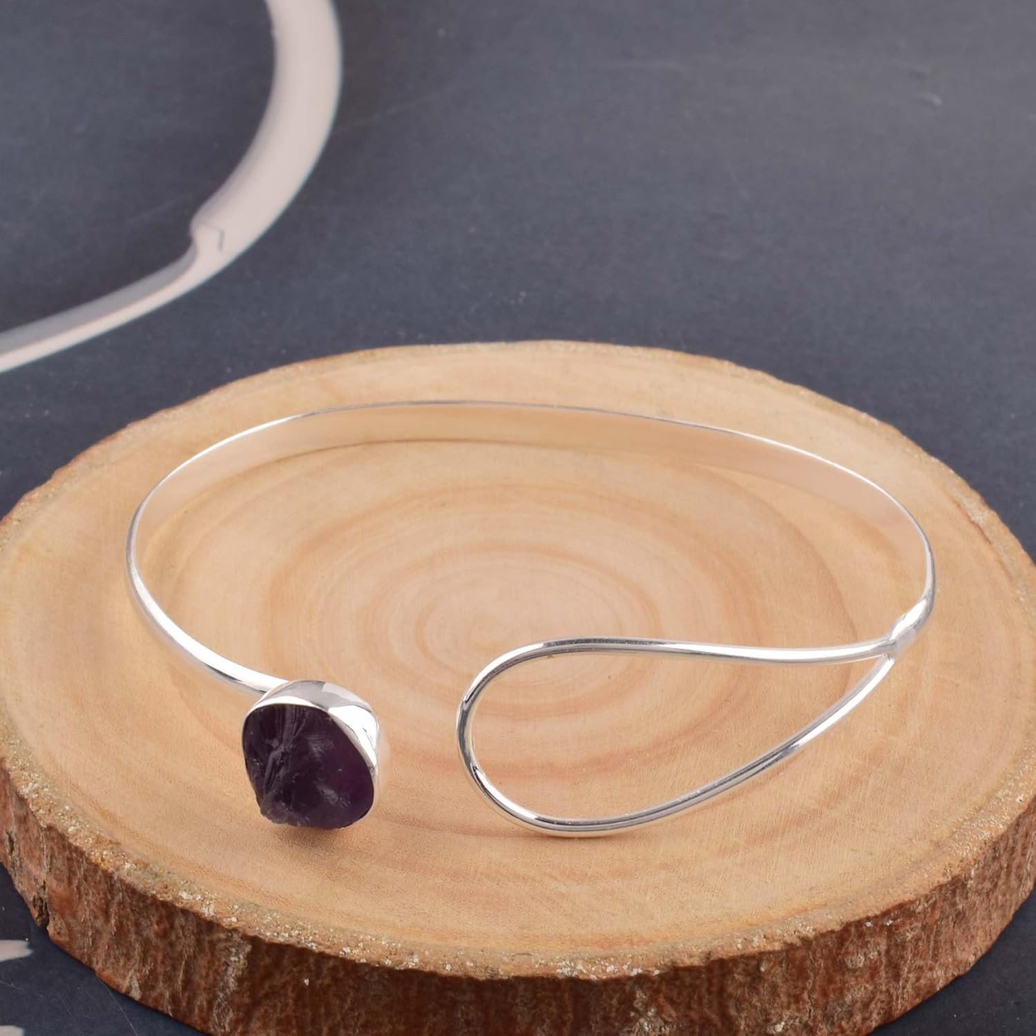 Natural Raw Amethyst Cuff Bracelet, Healing Crystal Cuff Bracelet, Bangle Bracelet, Rough Gemstone Bracelet, Jewelry For Woman (amethyst) - Image 7