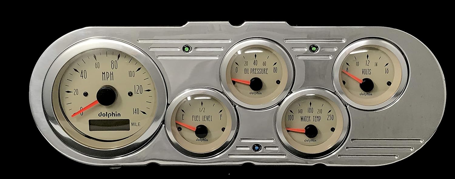 Dolphin Gauges 1963 1964 1965 Chevy ll Nova Car 5 GPS Gauge Dash Cluster Panel Set Tan