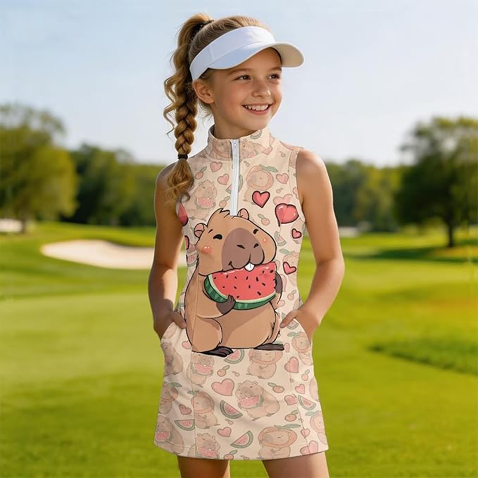 Golfkleid für Mädchen A-Linie Niedlich Sommerkleider Latzkleid Sommer Ärmellos Tenniskleid Overall Rock Casual Sport Kleider Sportkleid Sommerkleid Tennis Kleid