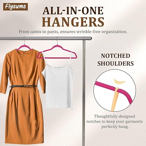 Miniatura 5 de Perchas de terciopelo de alta calidad, paquete de 50 perchas Pitaya resistentes para abrigos, pantalones y ropa de vestir, juego de perchas