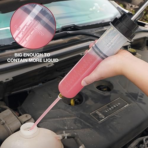 Miniatura 12 de Thorstone Bomba extractora de líquido automotriz 200cc, jeringa manual del cambio de aceite con 2pcs tubos de succión del PVC de los 8.7 in