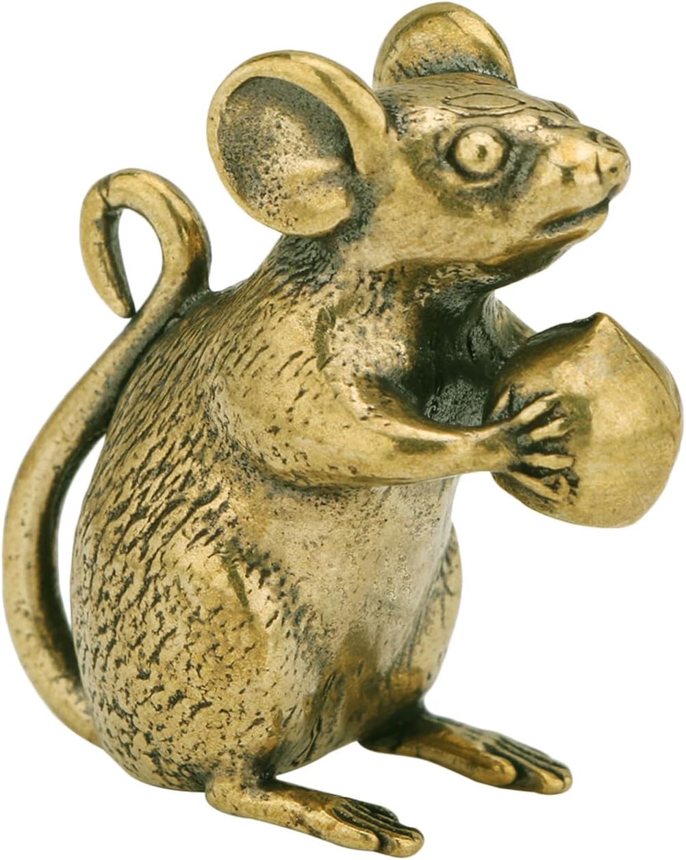 ARTIBETTER Retro Mouse Figurine 1.18In Small Brass Mouse Ornament for Desk Car Office Decorative Collectible Home D Cor Accent