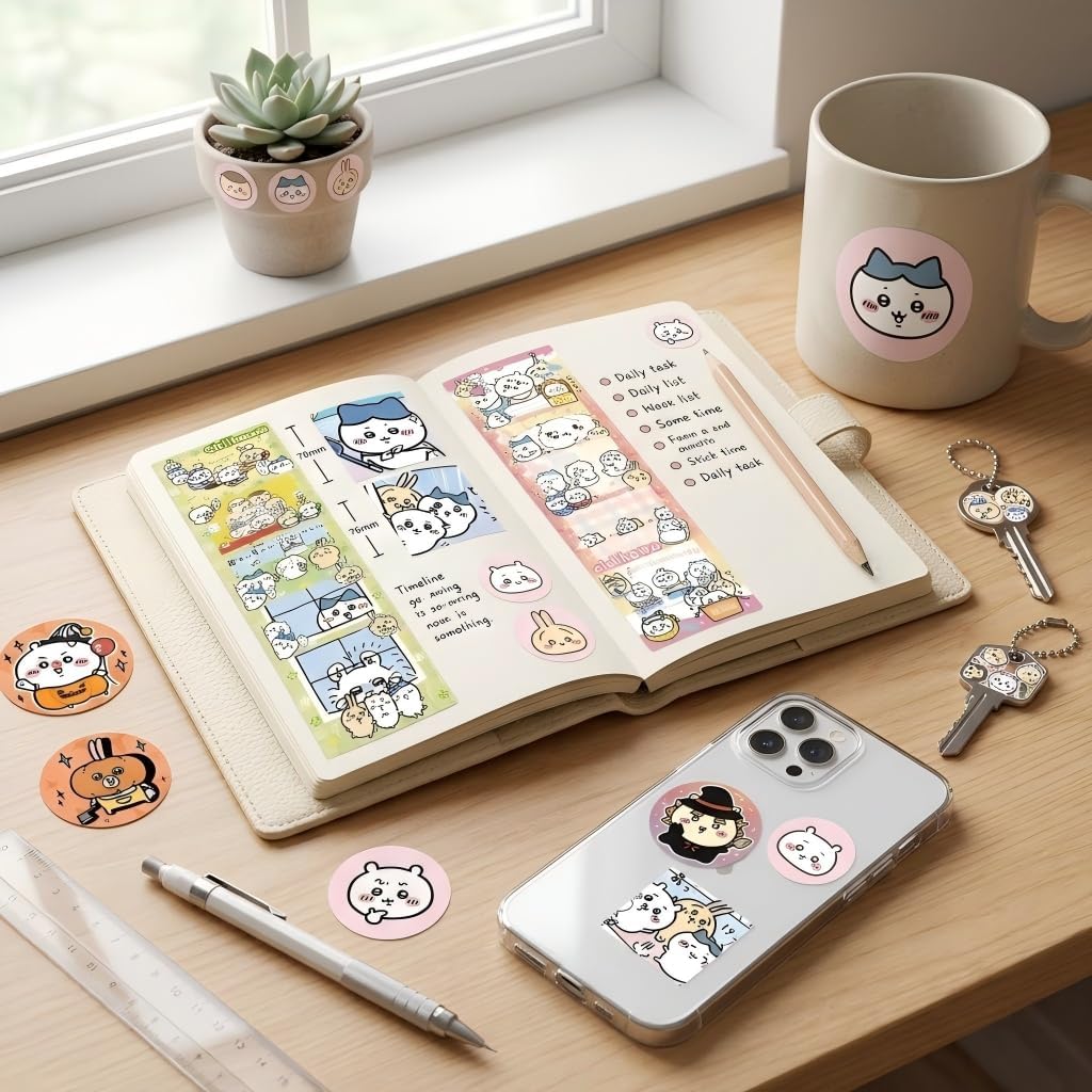 3000PCS Cute Cartoon Roll Sealing Stickers Set, 7 Rolls Adhesive Labels for Envelope Sealing, Scrapbooking, DIY Decoration