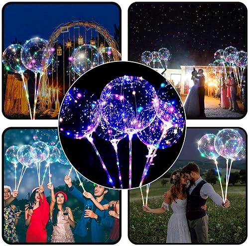 Miniatura 4 de Globos BoBo con luces LED de 20 pulgadas, paquete de 10 barras de 27.6 in, color RGB, decoración, fiesta, Halloween, Navidad, cumpleaños, boda,