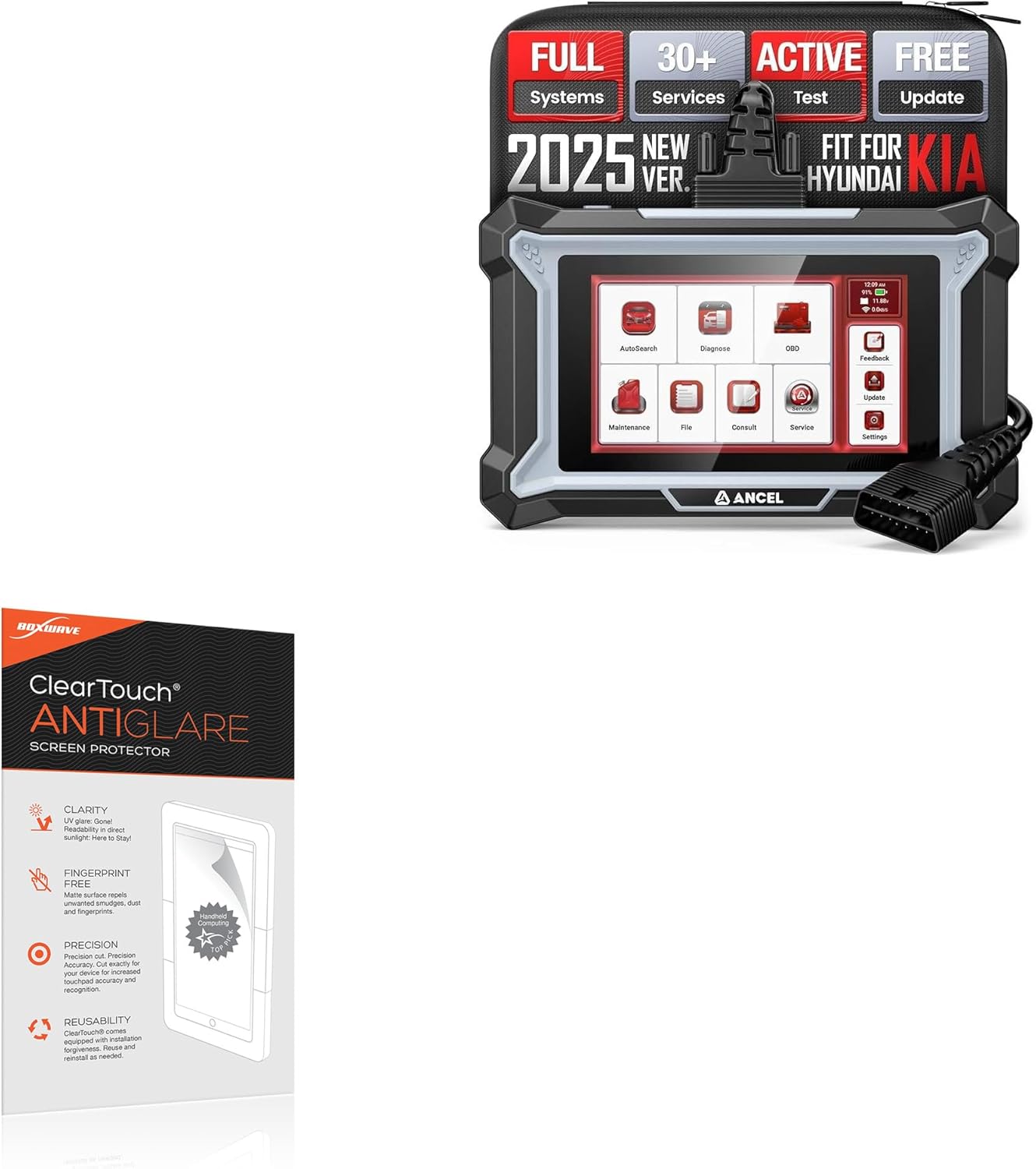 BoxWave Screen Protector Compatible With Ancel DS160 (5 in) - ClearTouch Anti-Glare (2-Pack), Anti-Fingerprint Matte Film Skin