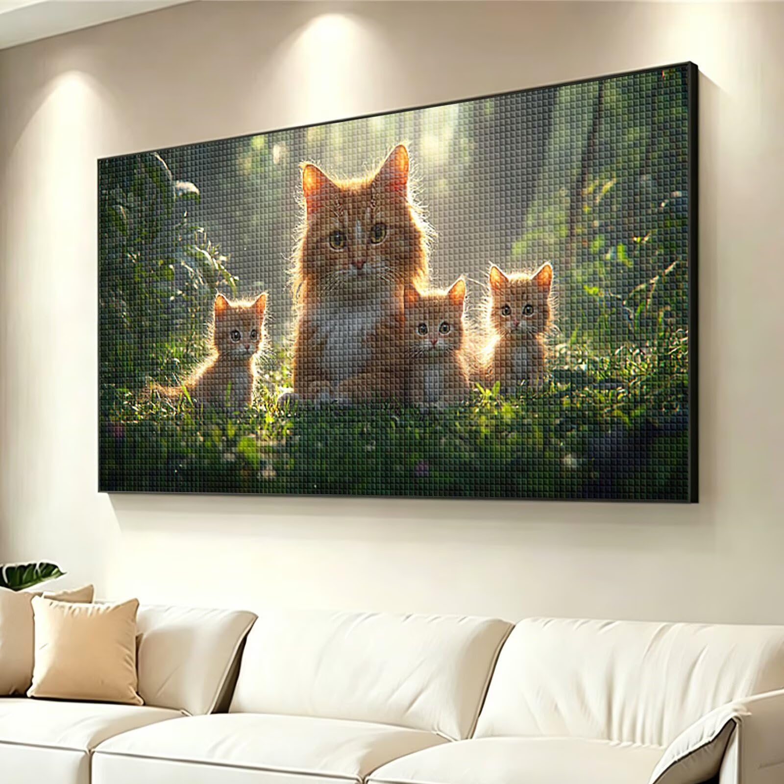 Diamond Painting Adultos Animal Pintura Diamante, Gato Diamond Painting 5D Completo, DIY Cuadrado Cristal Bordado Punto de Cruz Cuadros de Diamantes para Decoracion Hogar, Regalo Mujer 180x90cm 0J-42