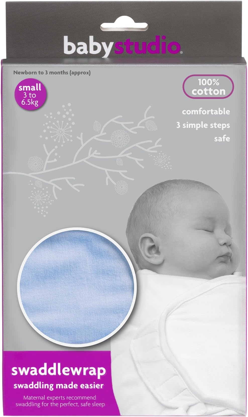 Baby Studio Swaddle Wrap (Small, Blue)
