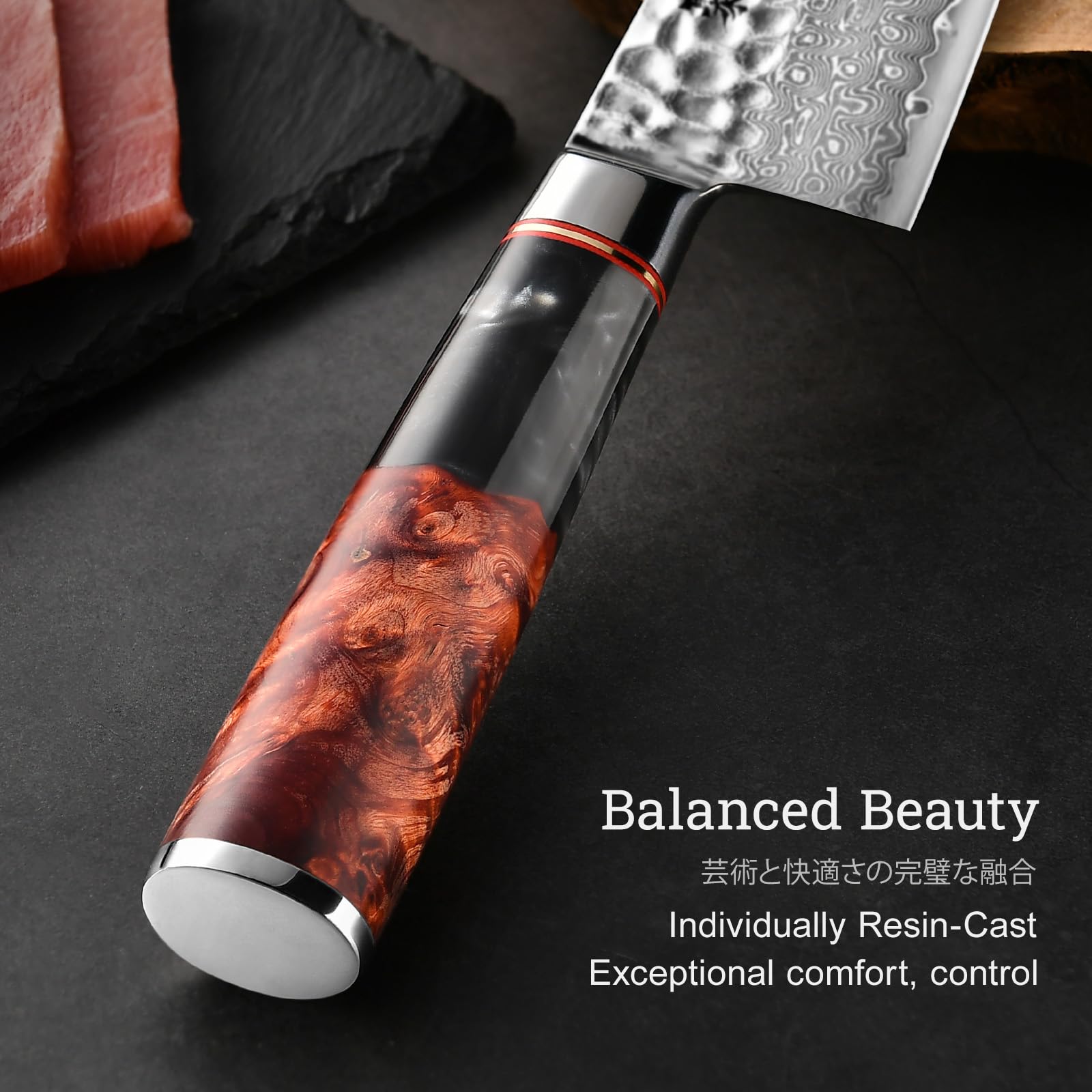 8'' Japanese Chef Knife, Professional Handcrafted Damascus VG10 Steel — Amazon image 3