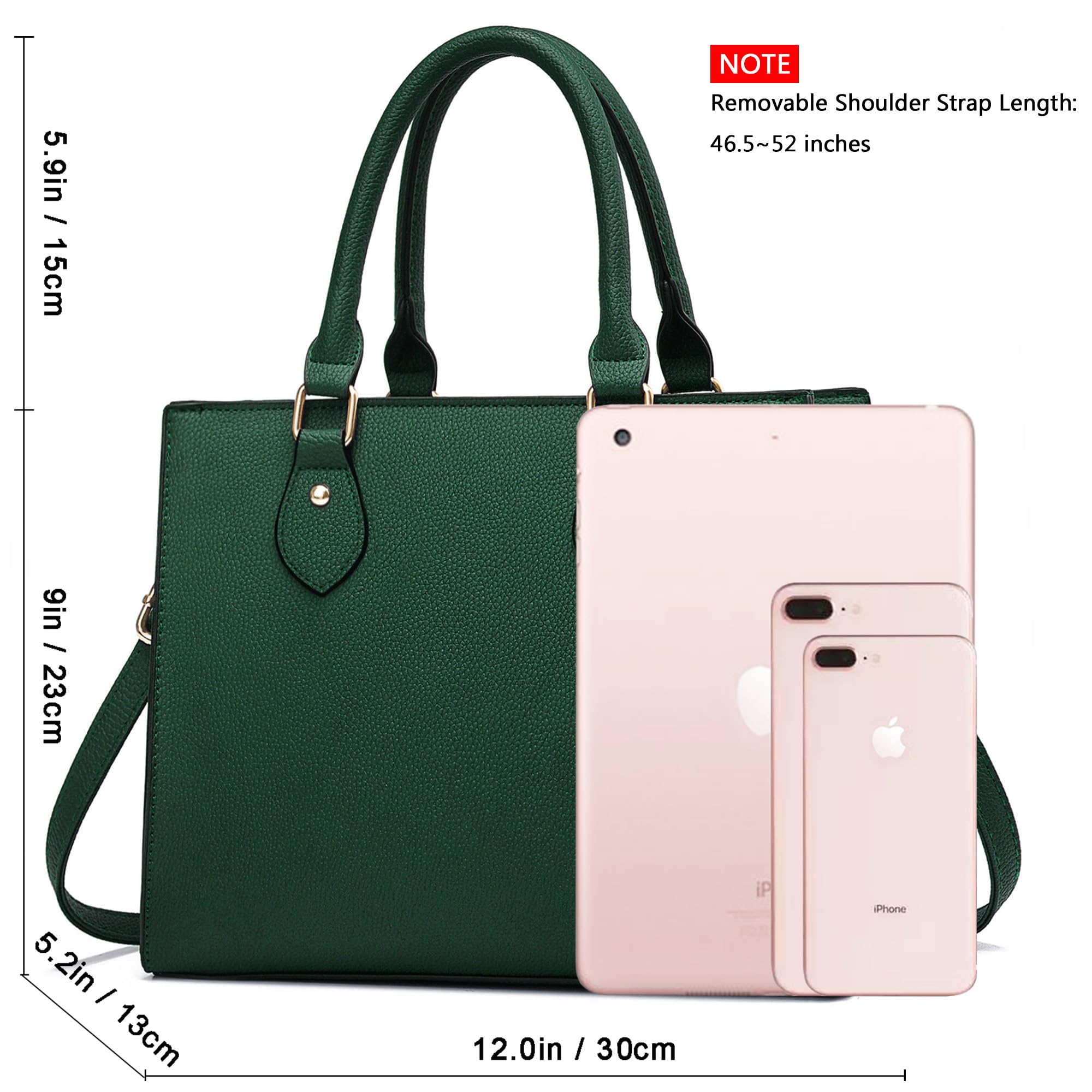 CHICAROUSAL Crossbody Purses and Handbags for Women PU Leather Tote Top Handle Satchel Shoulder Bags: Liz Dark Green