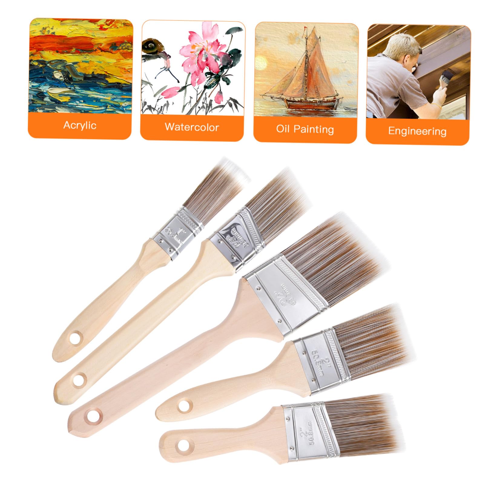 Set de 5 Pinceles de Pintura para Óleo, Barniz y Acuarela