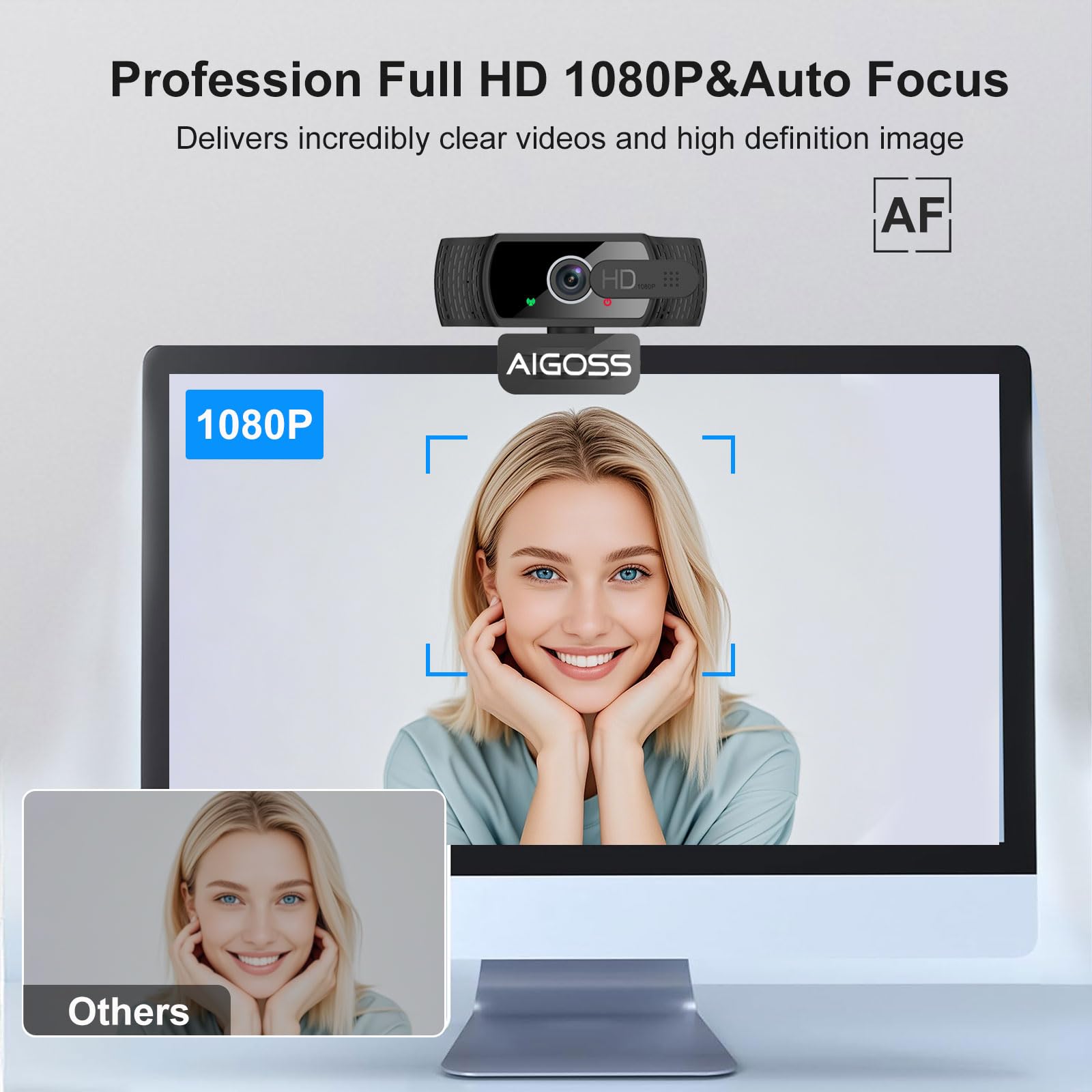 1080P Full HD Webcam with Microphone and Rotatable Tripod, Web Camera, 95° Wide Angle, Privacy Cover,Plug&Play USB Web Cam for Laptop PC, Zoom/Skype/Teams, Conferencing and Video Calling