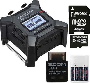Zoom F3 2-In / 2-Track Portable Field Recorder + Zoom BTA-1 Bluetooth Adaptor + 32GB MicroSD Card + Xtreme Power Series 4AA/AAA Battery Charger