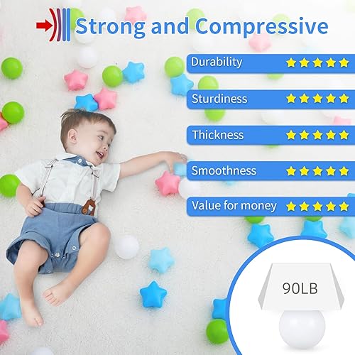 Miniatura 9 de STARBOLO Pelotas de Star Ball Pit - 100 piezas - Pelotas de plástico para niños a prueba de aplastamiento, bolas de océano macarrón para fiestas de