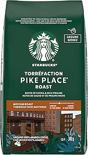 STARBUCKS Pike Place Roast Ground Coffee, Medium Roast, Smooth, Well-Rounded Blend Of Latin American Coffee Beans, 340g Bag