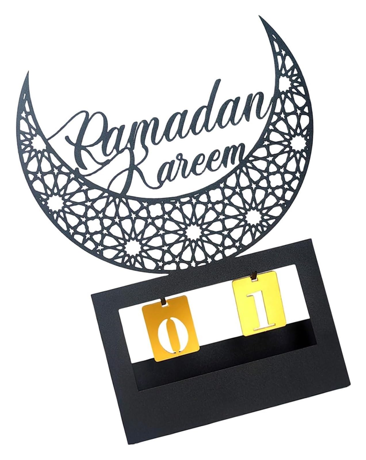 Ptrecniok Ramadan Decorations For Home Table， Ramadans Countdown Calendar Acrylic Eid Mubaraks Ornament Desktop Decoration For Home Use(Silver)