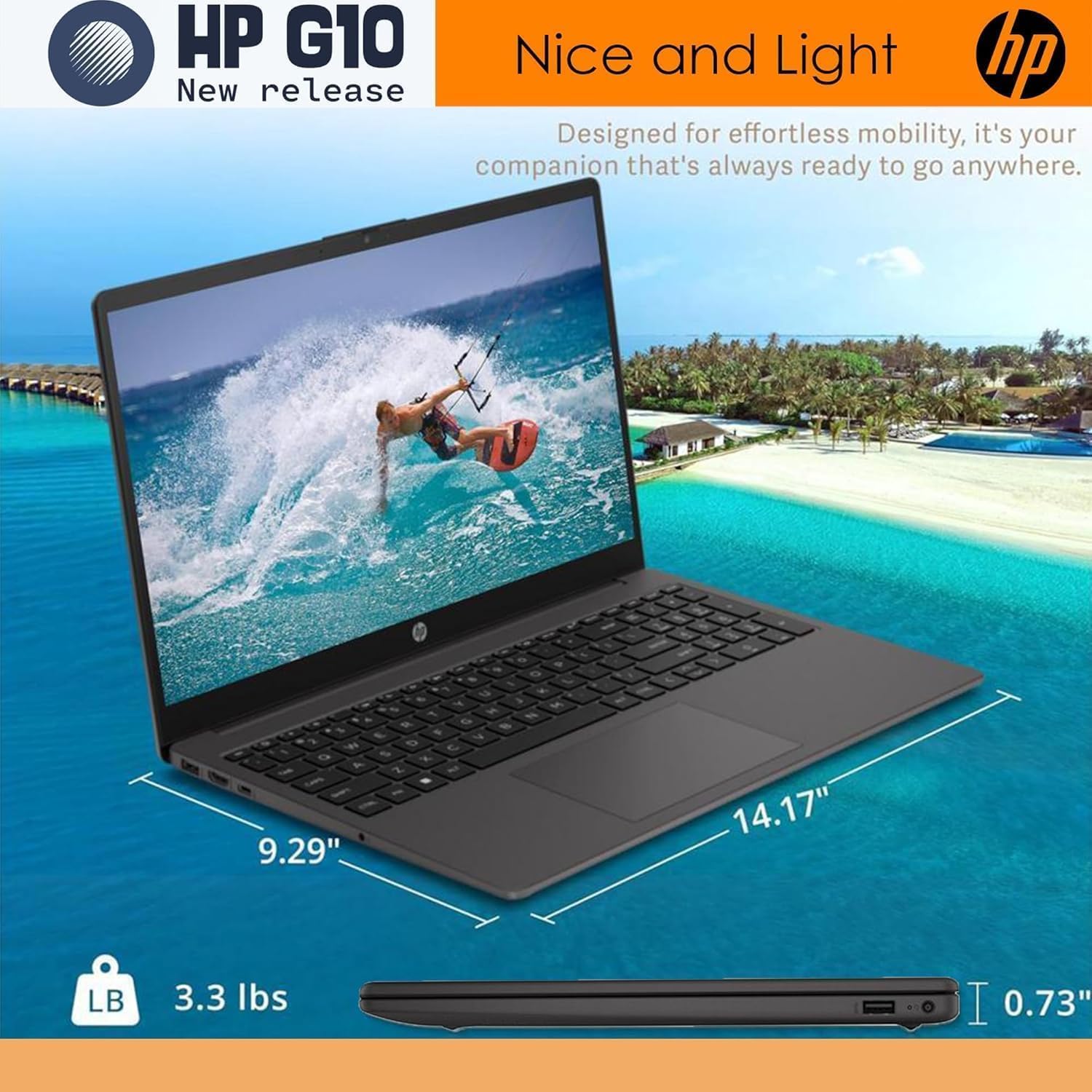 HP 255 G10 Business Laptop, 15.6" Full HD, 8GB RAM, 256GB SSD, AMD Ryzen 5 7530U, USB-C, Windows 11 Pro with Office 365 for The Web, w/o Mouse, 2026 Edition for Work and Study