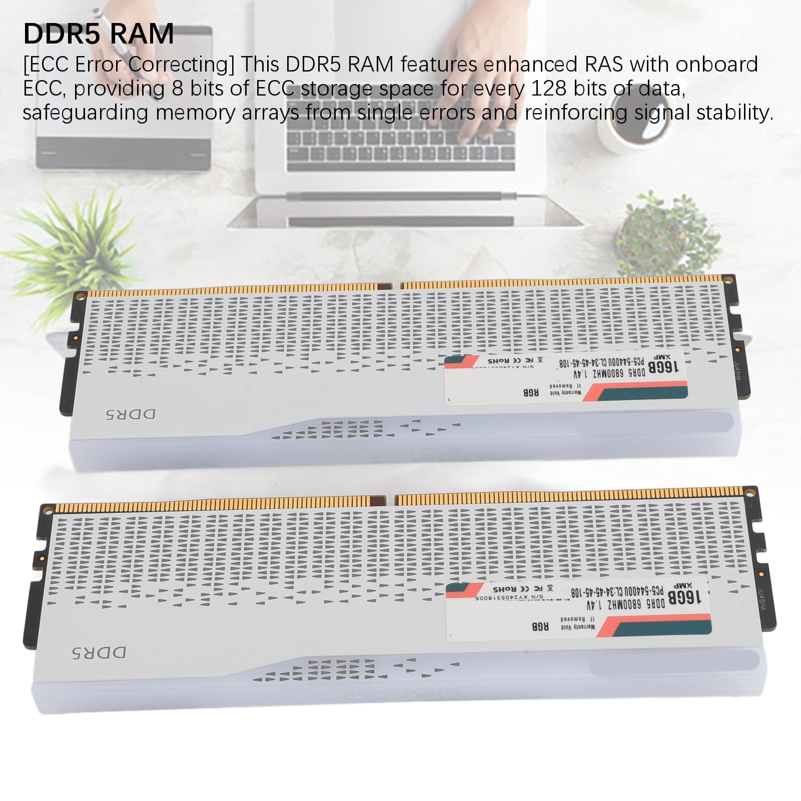 Zestaw Pamięci RAM DDR5 32 GB, przepustowość 6800 MHz PC5-54400U CL34-45-45-108 Pamięć RGB, Ulepszone Zarządzanie energią Zapewniające stabilność Systemu