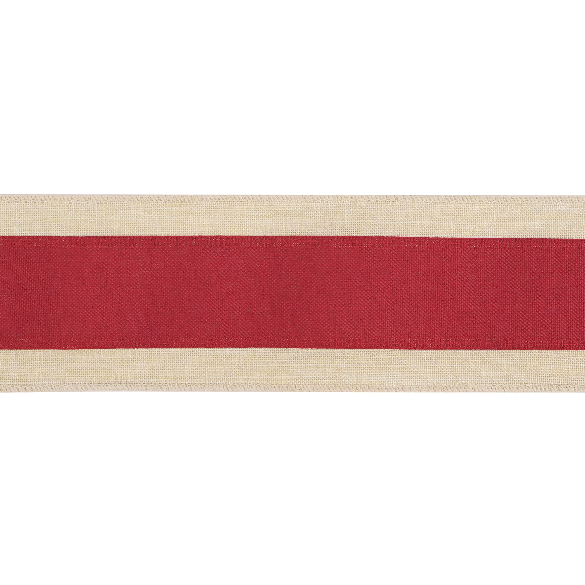 MEEDEE Cinta de arpillera roja de 2.5 pulgadas con borde blanco (10 yardas)