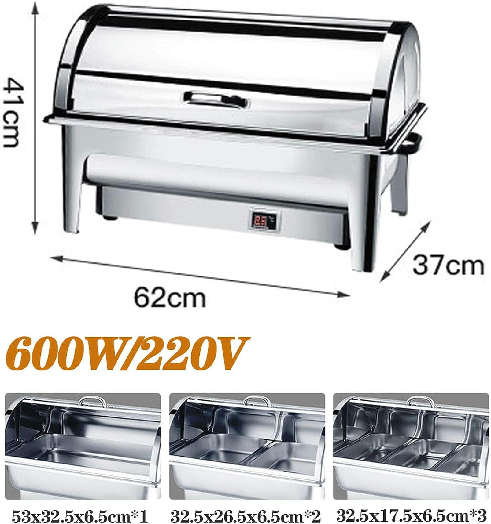 Contenitori Scaldavivande Acciaio Inox, Chafing Dish, Contenitore Termico per Alimenti Caldi Scalda Cibo per Party, Banchetti, Pranzi - Risparmiato Molti Pasti, 9L
