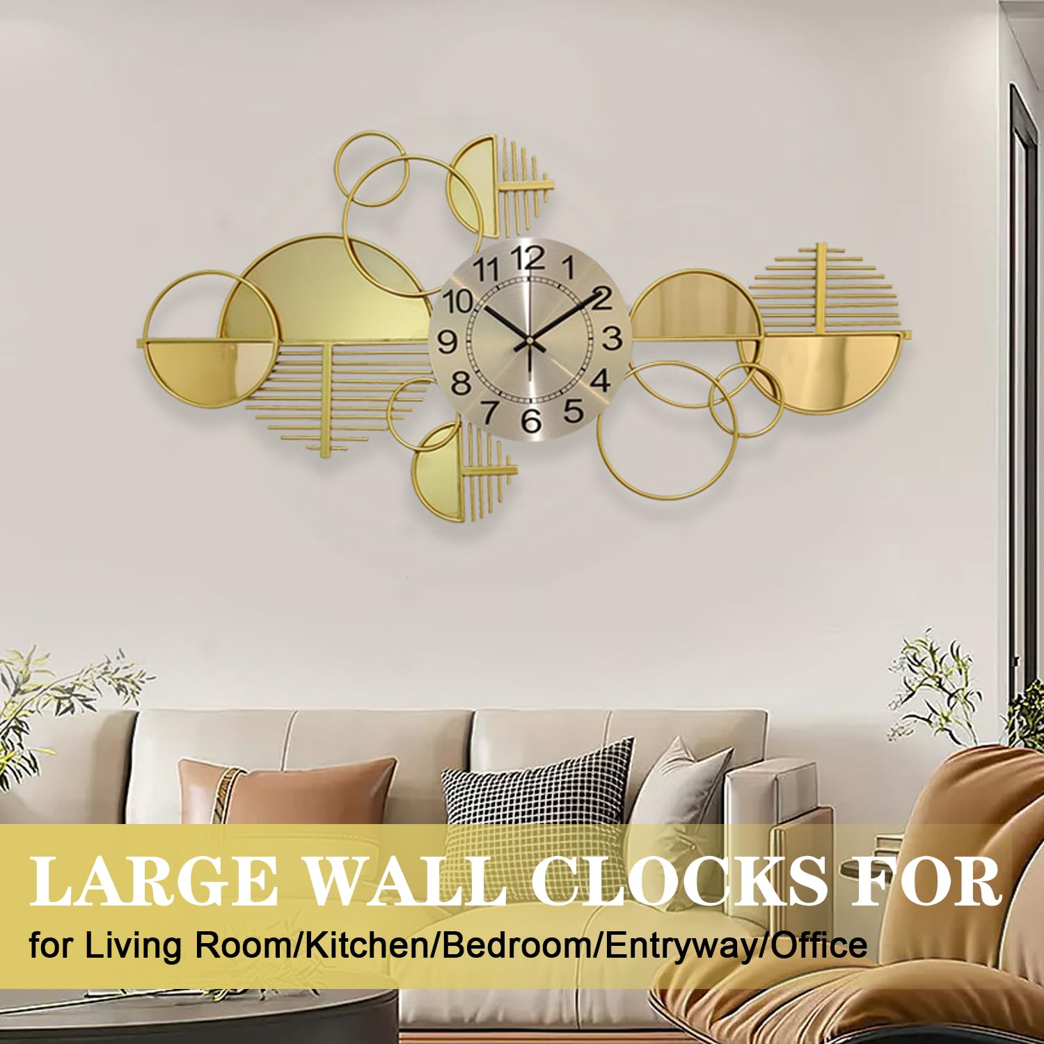 Amazon.co.jp: モダンでクリエイティブな高級壁掛け時計、大型の金属製