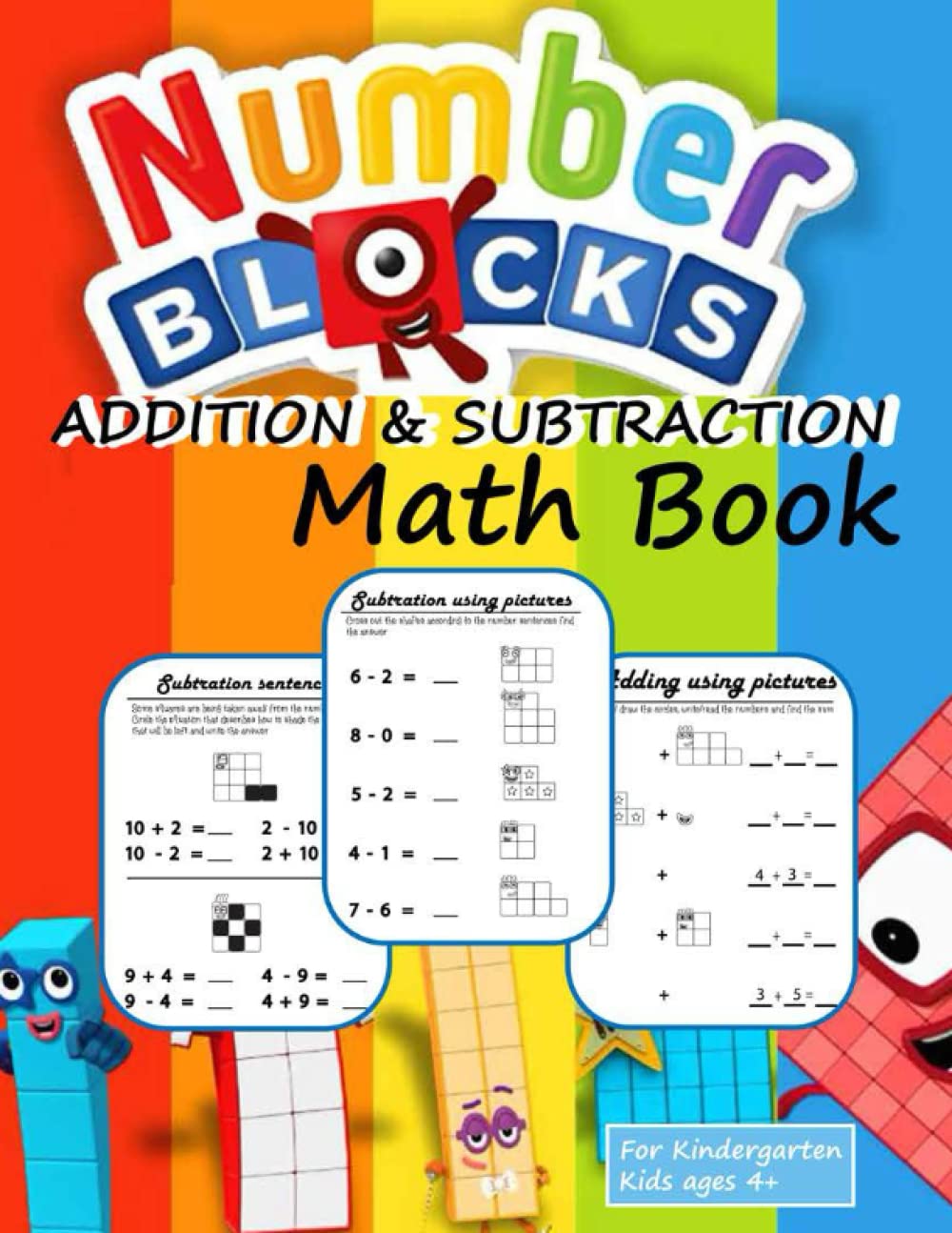 Numberblocks Addition & Subtraction Math Book: for Kids Ages 4-6 , Preschool Kindergarten Activities, Number 1-10