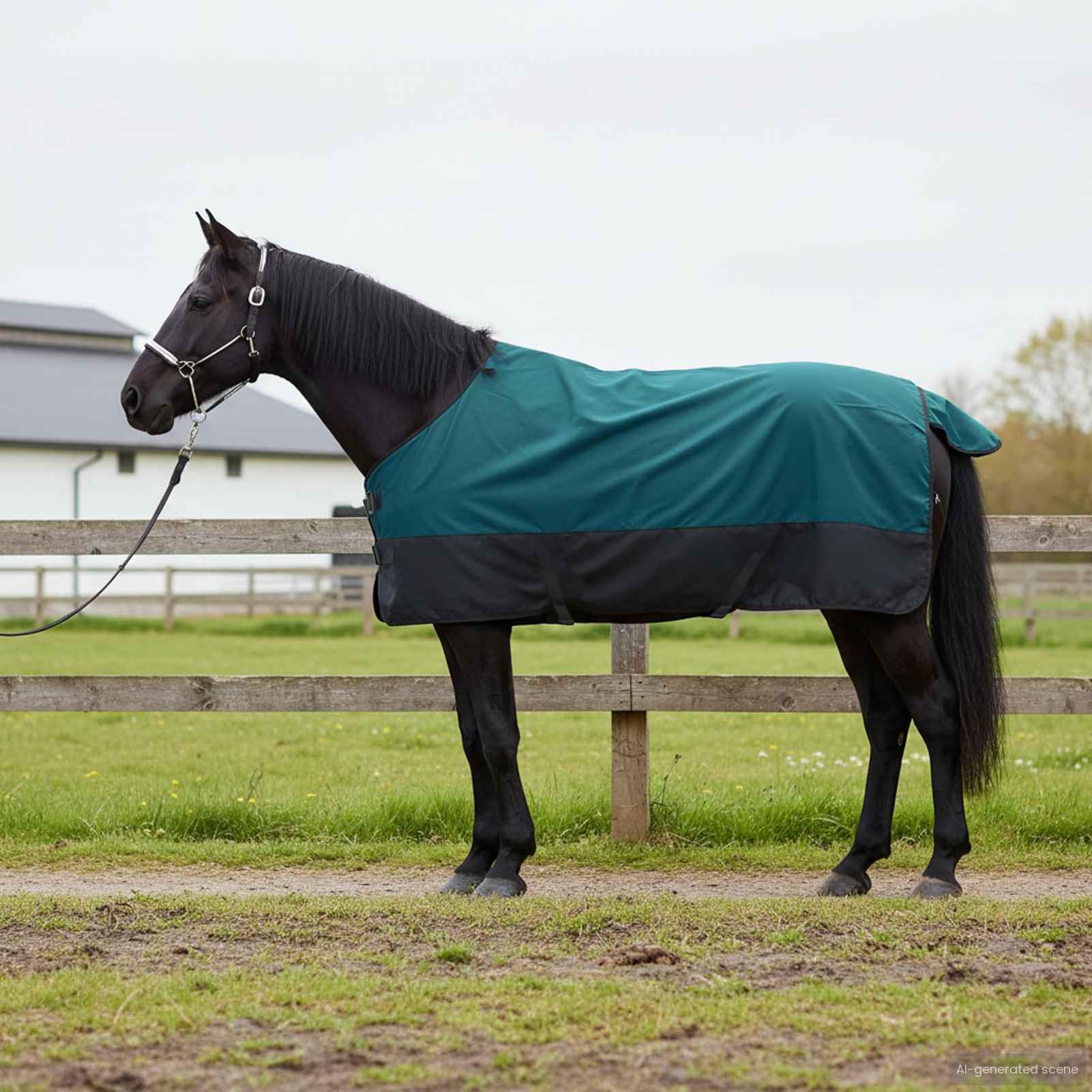 Gecheer Coperta per Cavalli Impermeabile, Coperta Antivento in Poliestere 105 cm per Protezione da Pioggia e Freddo per Equitazione e Scuderia