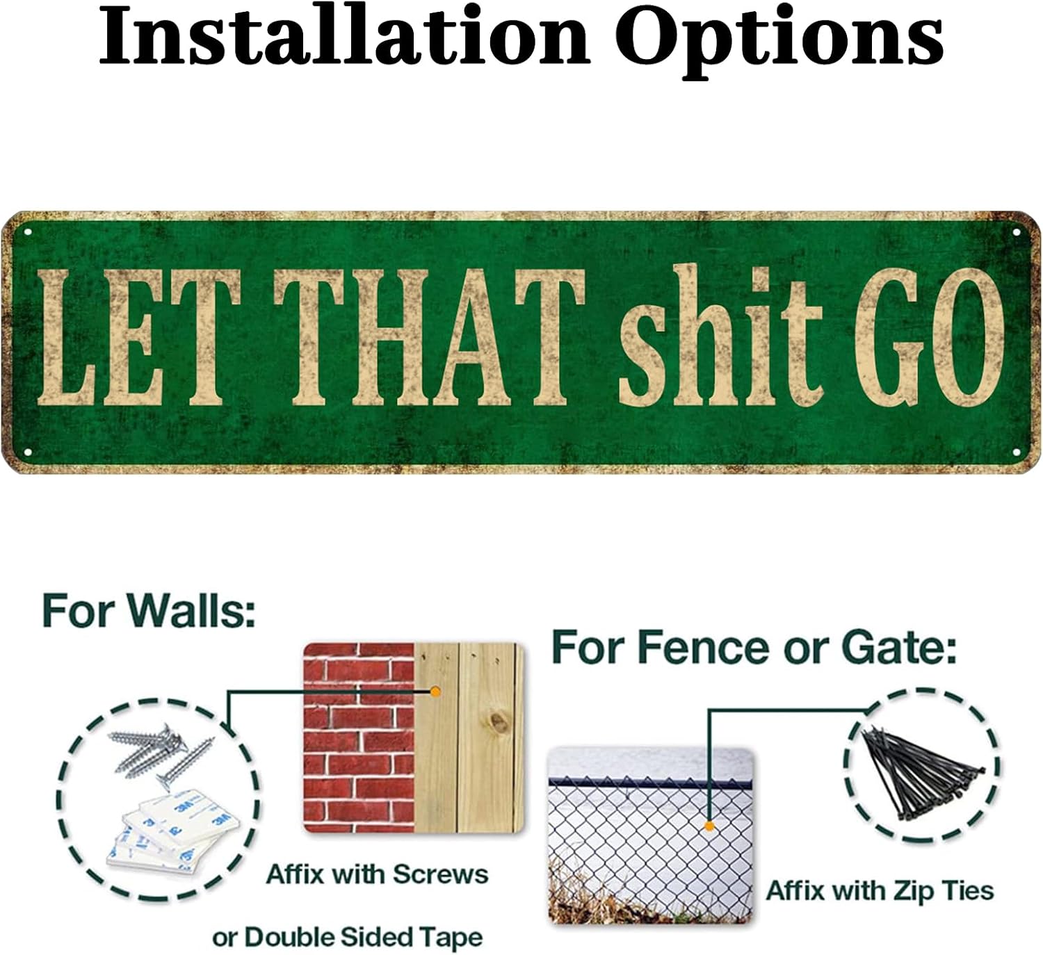 KIOZIY Funny Restroom Tin Plaque Sign 4 x 16 inches, Let That Shit Go image 4