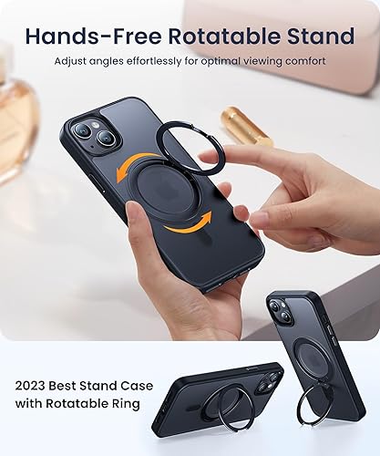 Miniatura 2 de Danmus Funda para iPhone 15 Plus compatible con MagSafe protección militar contra caídas de 12 pies Funda magnética con soporte de anillo de 360