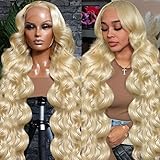 Xsilu 613 Lace Front Wig Human Hair 13x6 Transparent Lace 613 HD Lace Frontal Wig Body Wave Blonde Lace Front Wigs Human Hair 180% Density (40inch)
