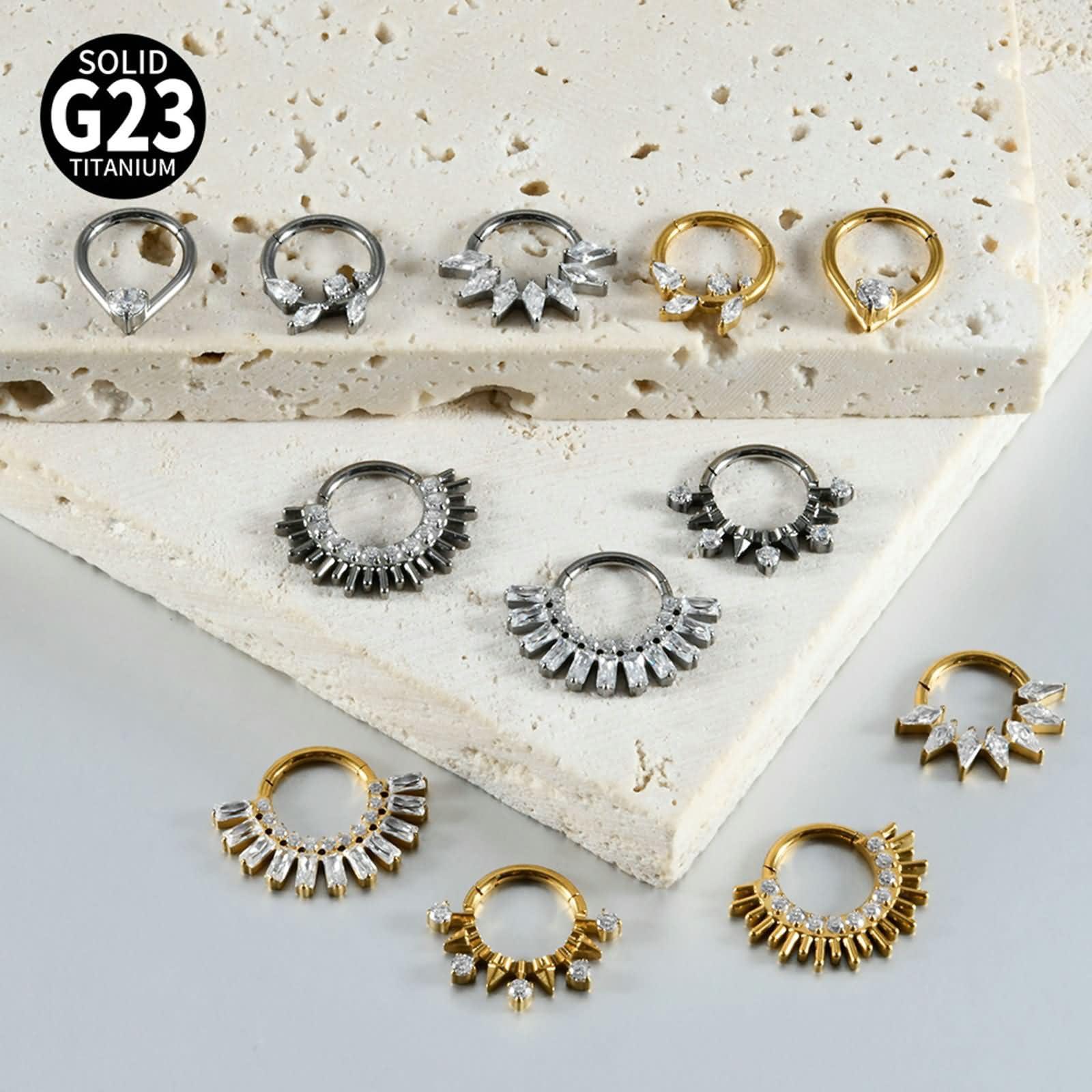 2 szt. 16 Gauge kolczyk do nosa dla kobiet obręcz G23 tytanowa 1,2 x 8 mm, obręcz z sercem i krzyżem, męskie pierścienie do nosa srebrne