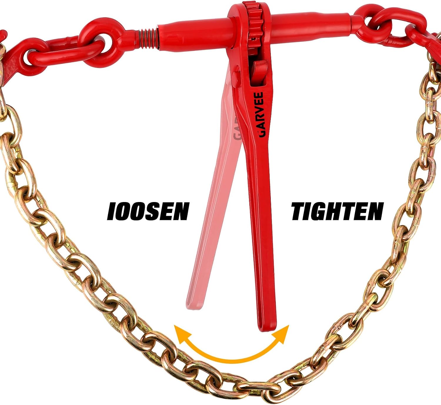 Chain Binder Set with 5/16 in x 10 ft Chains, Grade 70 Ratchet Load Binder with Hooks, Heavy Duty Cargo Tie Down for Transport Towing Hauling