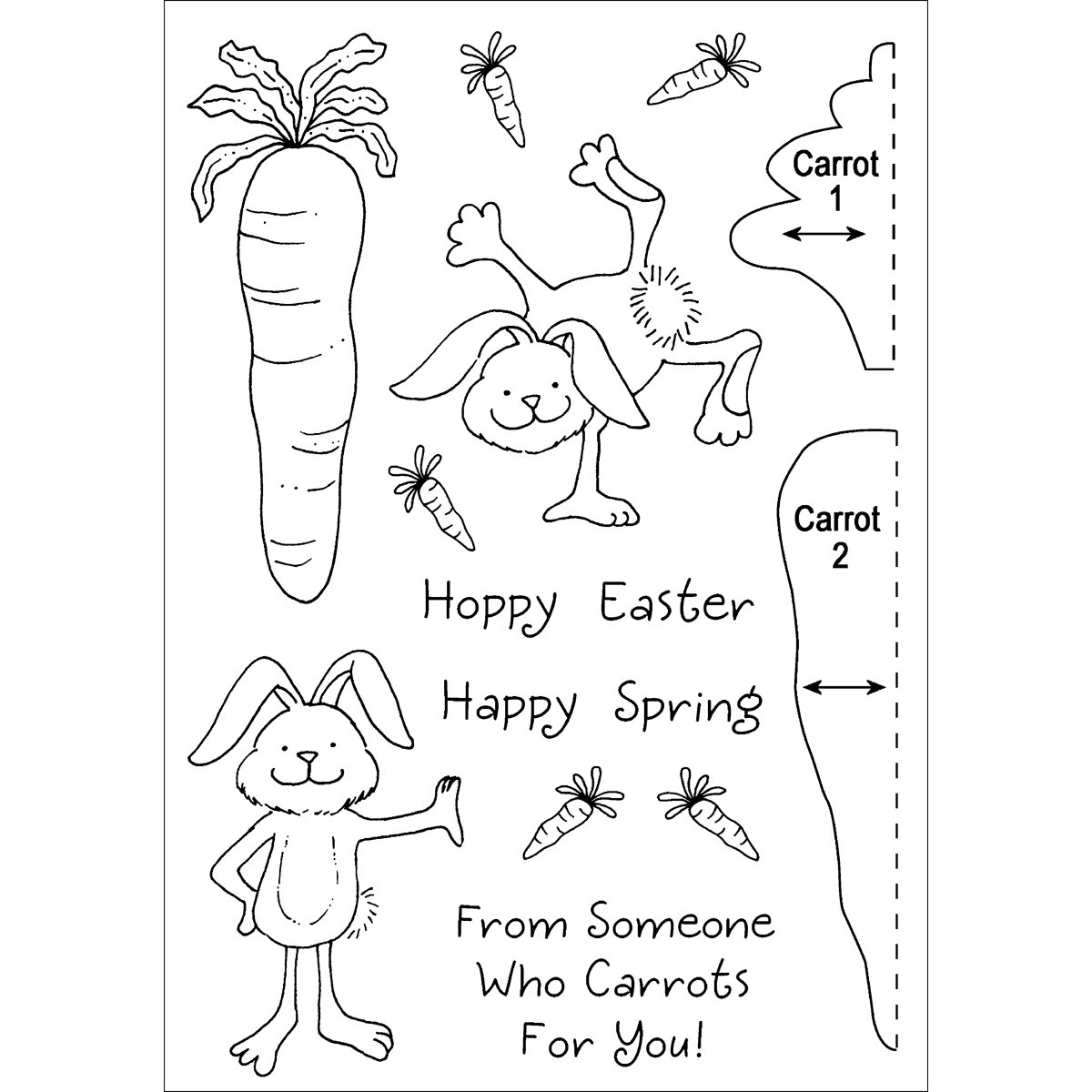 Inky Antics - HoneyPOP Collection - Clear Acrylic Stamps - Carrot Bunny Set