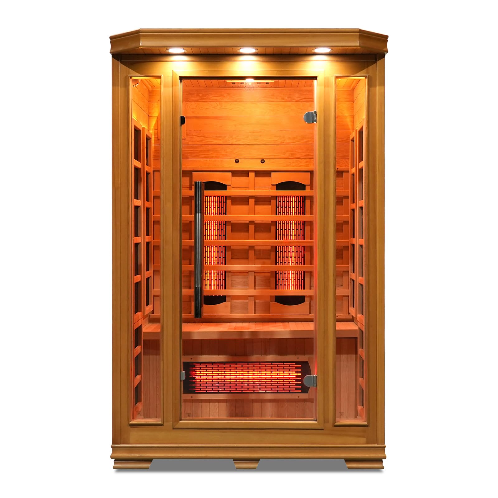 Smartmak Infrared Sauna, Canadian Hemlock Home Sauna Box, Full Spectrum Far Infrared Panel with Ozone Ionizer, WiFi, Bluetooth, Colorful Lights(220V)